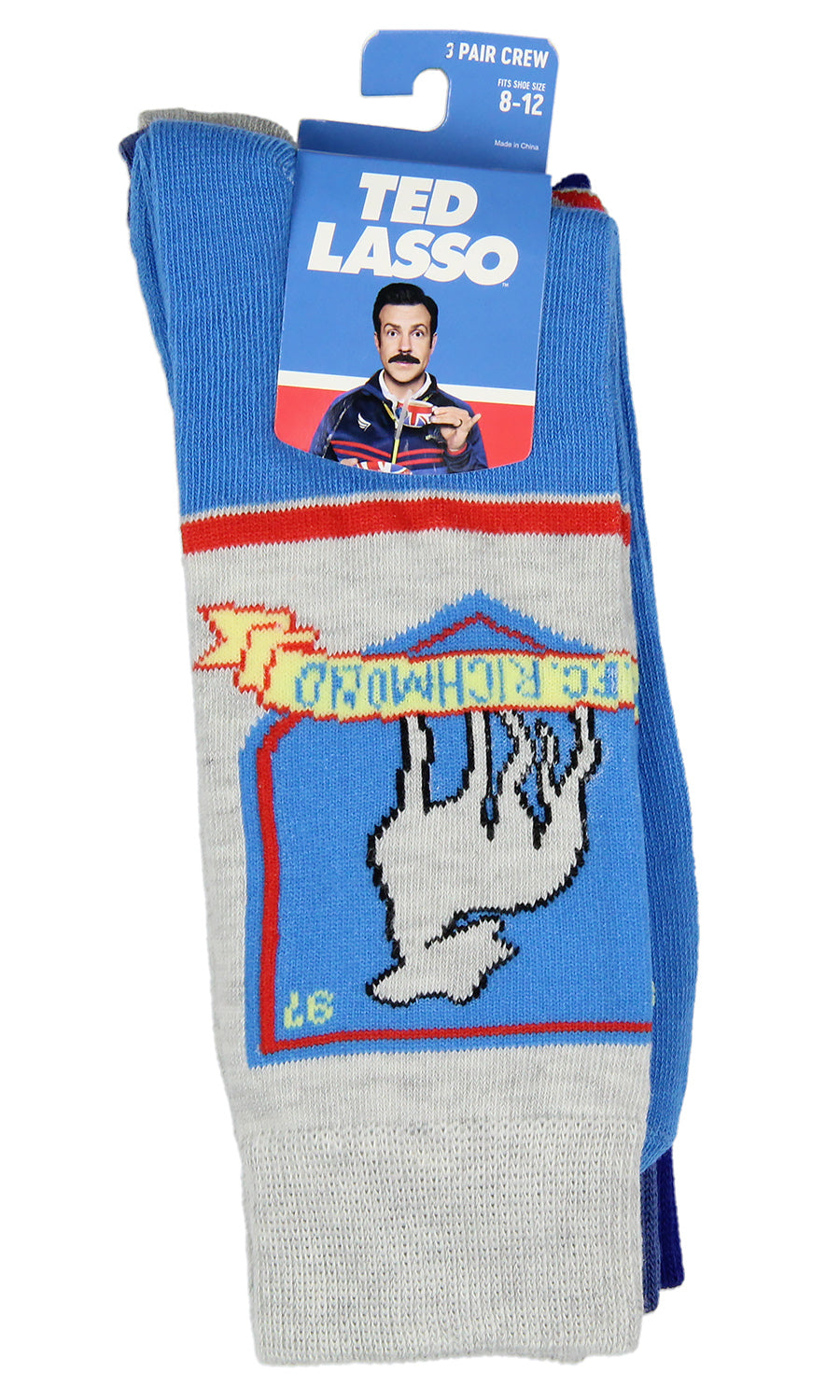Ted Lasso Original Series AFC Richmond 3 Pairs Multi-Design Mid-Calf Crew Socks