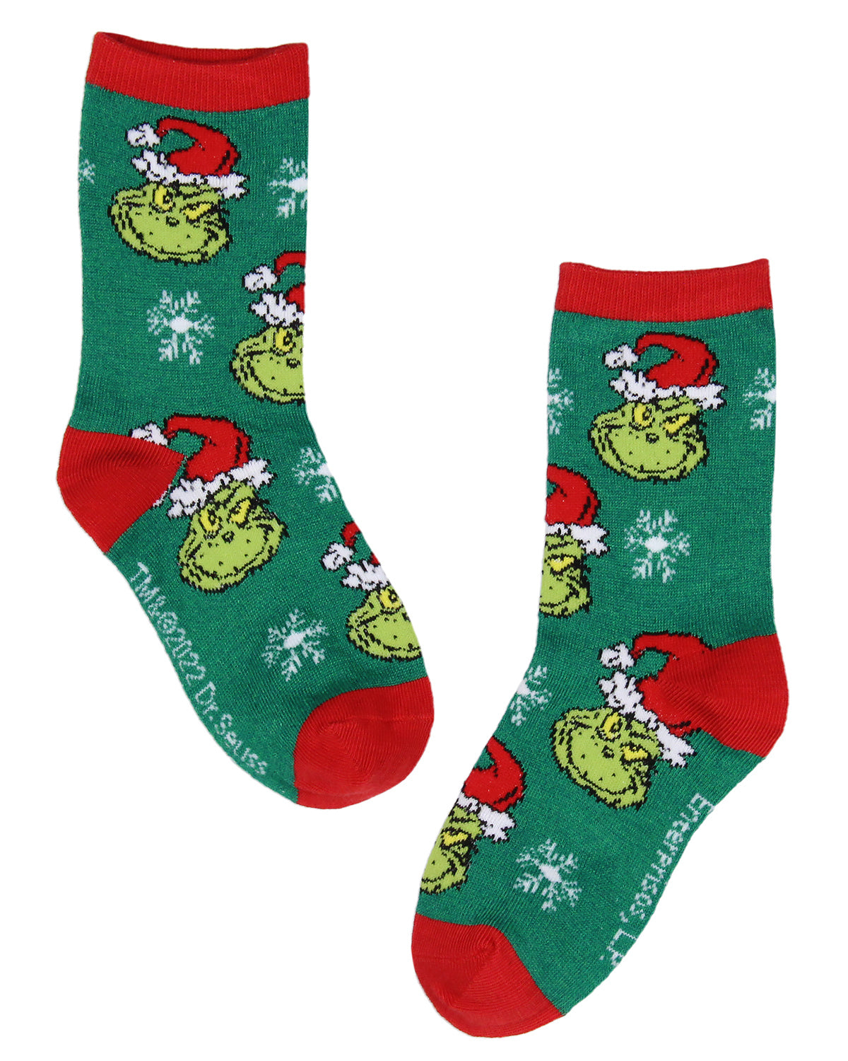 Dr. Seuss GRINCH Kids 3 Pairs Multi-Design Crew Socks For Boys' Or Girls'