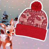 Rudolph The Red-Nosed Reindeer Cuffed Pom Beanie Hat
