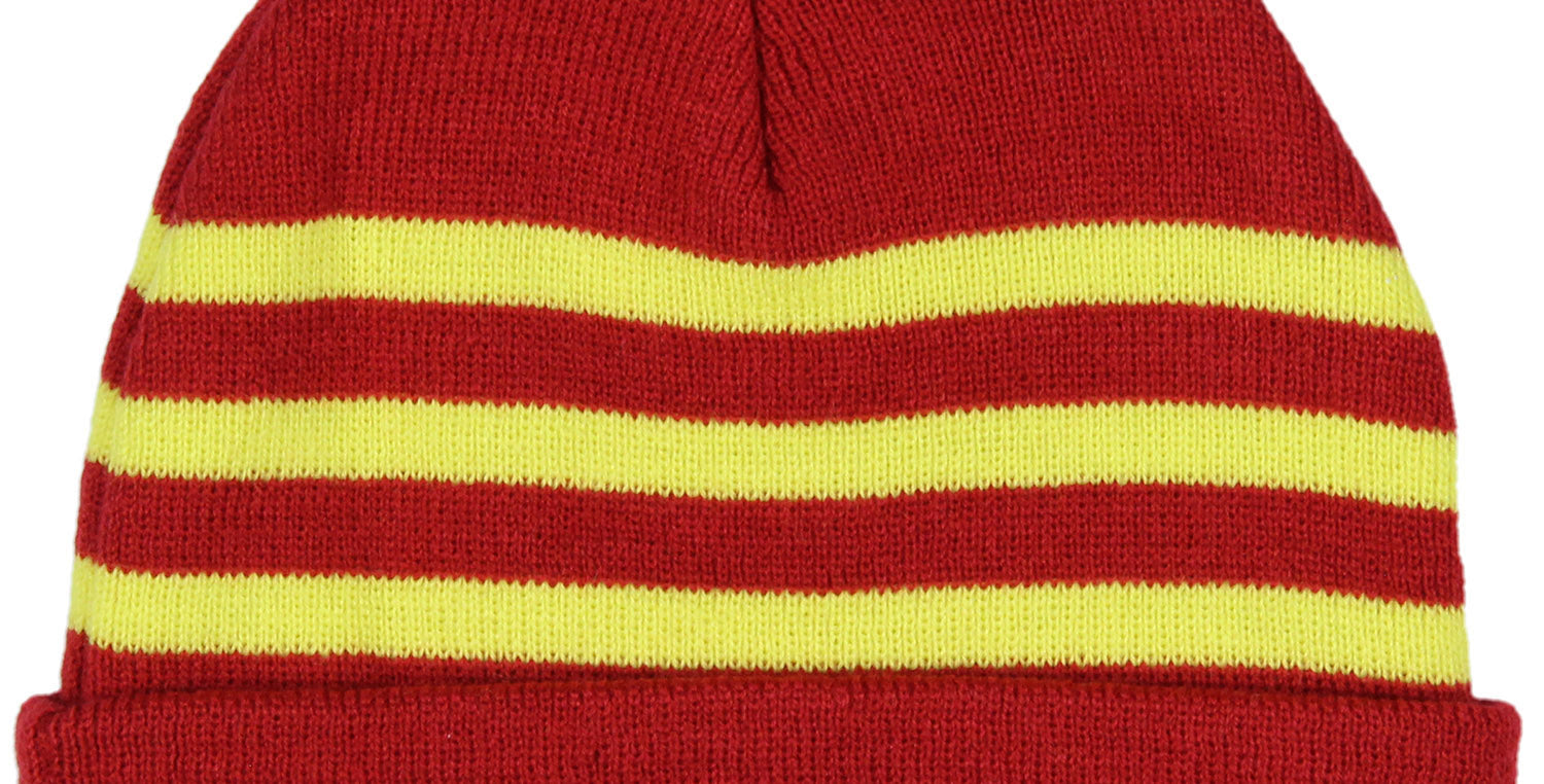 DC Comics The Flash Chrome Weld Jacquard Logo Cuff Pom Beanie Hat