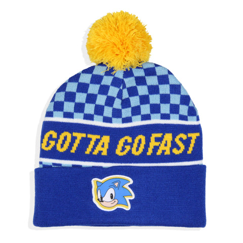 Sonic The Hedgehog Gotta Go Fast Cuffed Pom Beanie Hat