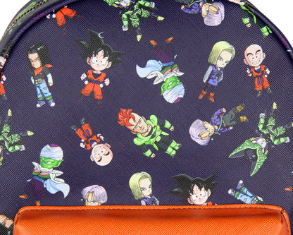 Dragon Ball Z All-Over Chibi Character Print Design Faux Leather Mini Backpack 11.5"