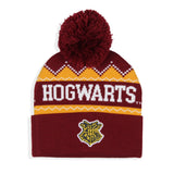 Harry Potter Adult Hogwarts School Crest Knit Cuff Pom Beanie Cap