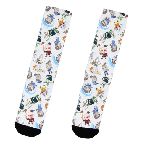 Avatar The Last Airbender Chibi Character All Over Sublimated Crew Socks