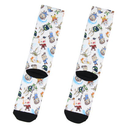 Avatar The Last Airbender Chibi Character All Over Sublimated Crew Socks
