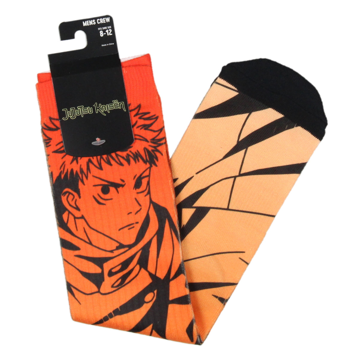 Jujutsu Kaisen Mens Anime Socks Yuji Itadori Character Sublimated Crew Socks