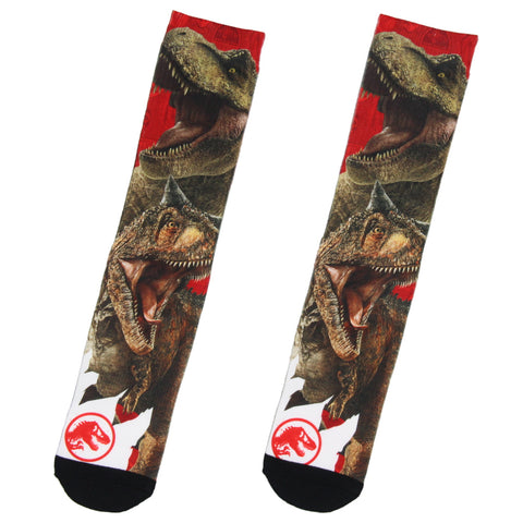 Jurassic World Mens' Indominus Rex Sublimated Adult Crew Socks (Sock Size 10-13)