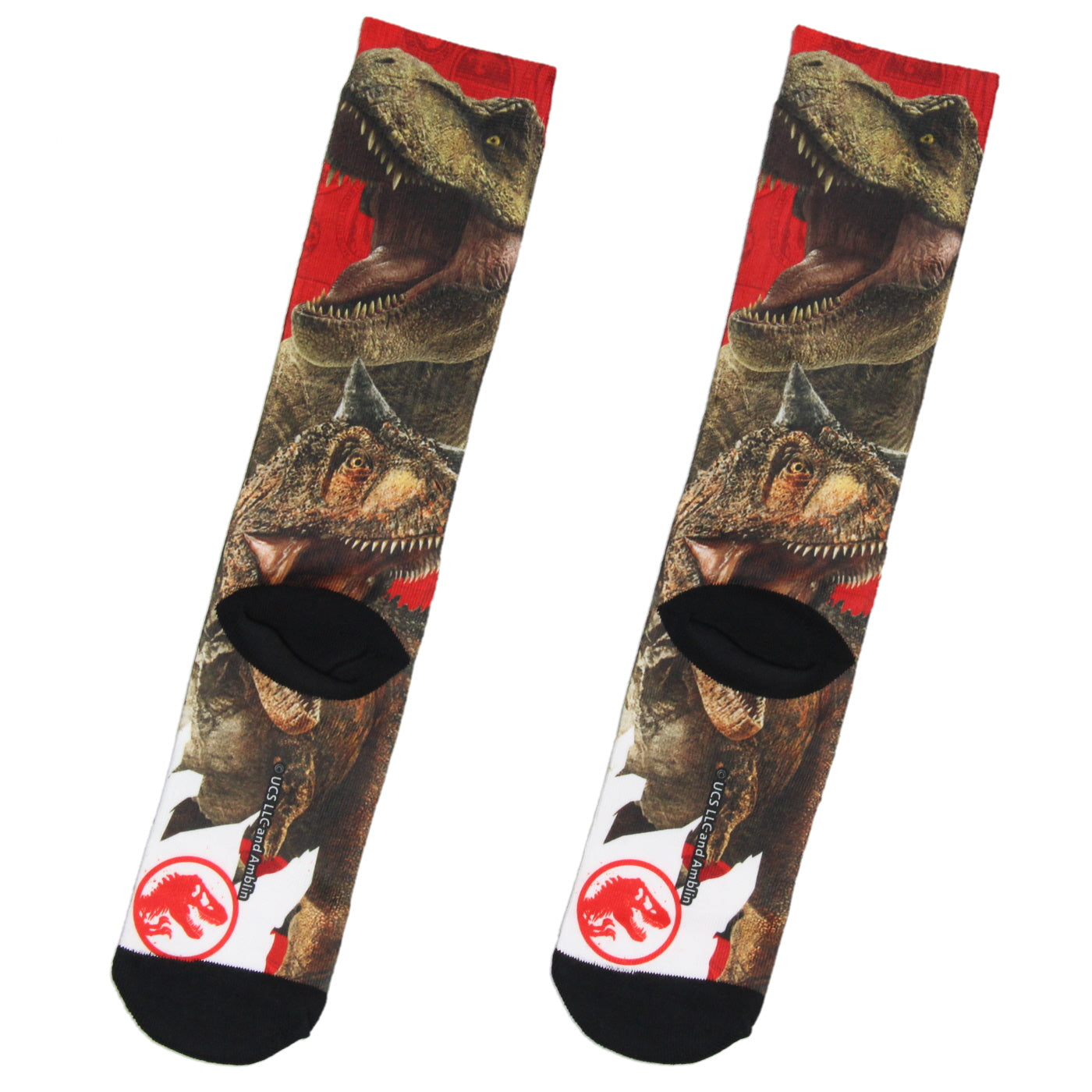 Jurassic World Mens' Indominus Rex Sublimated Adult Crew Socks (Sock Size 10-13)