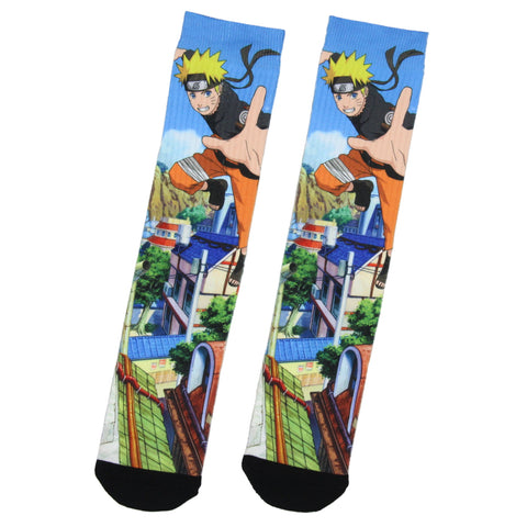 Naruto: Shippuden Men's Manga Anime Naruto Hidden Leaf Village Crew Socks (8-12)