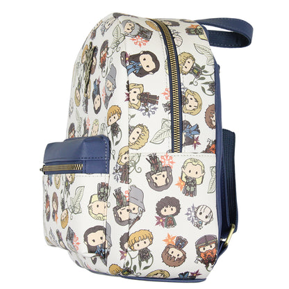 The Lord Of The Rings Allover Chibi Character Pattern Faux Leather Mini Backpack 12"