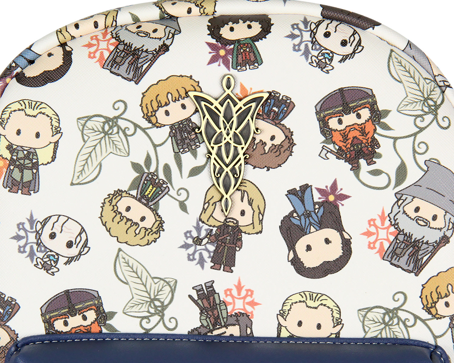 The Lord Of The Rings Allover Chibi Character Pattern Faux Leather Mini Backpack 12"
