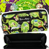 Rick and Morty Wallet Portals and Characters Faux Saffiano Zip Closure Wallet