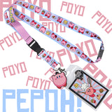 Kirby Pink Hero Reversible ID Lanyard Badge Holder With Rubber Kirby Charm