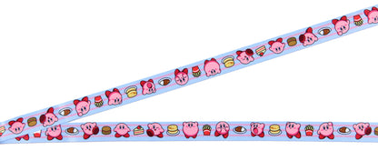 Kirby Pink Hero Reversible ID Lanyard Badge Holder With Rubber Kirby Charm