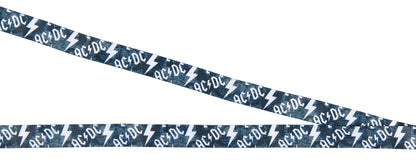 AC/DC Back In Black Reversible ID Lanyard Badge Holder With Rubber Logo Charm