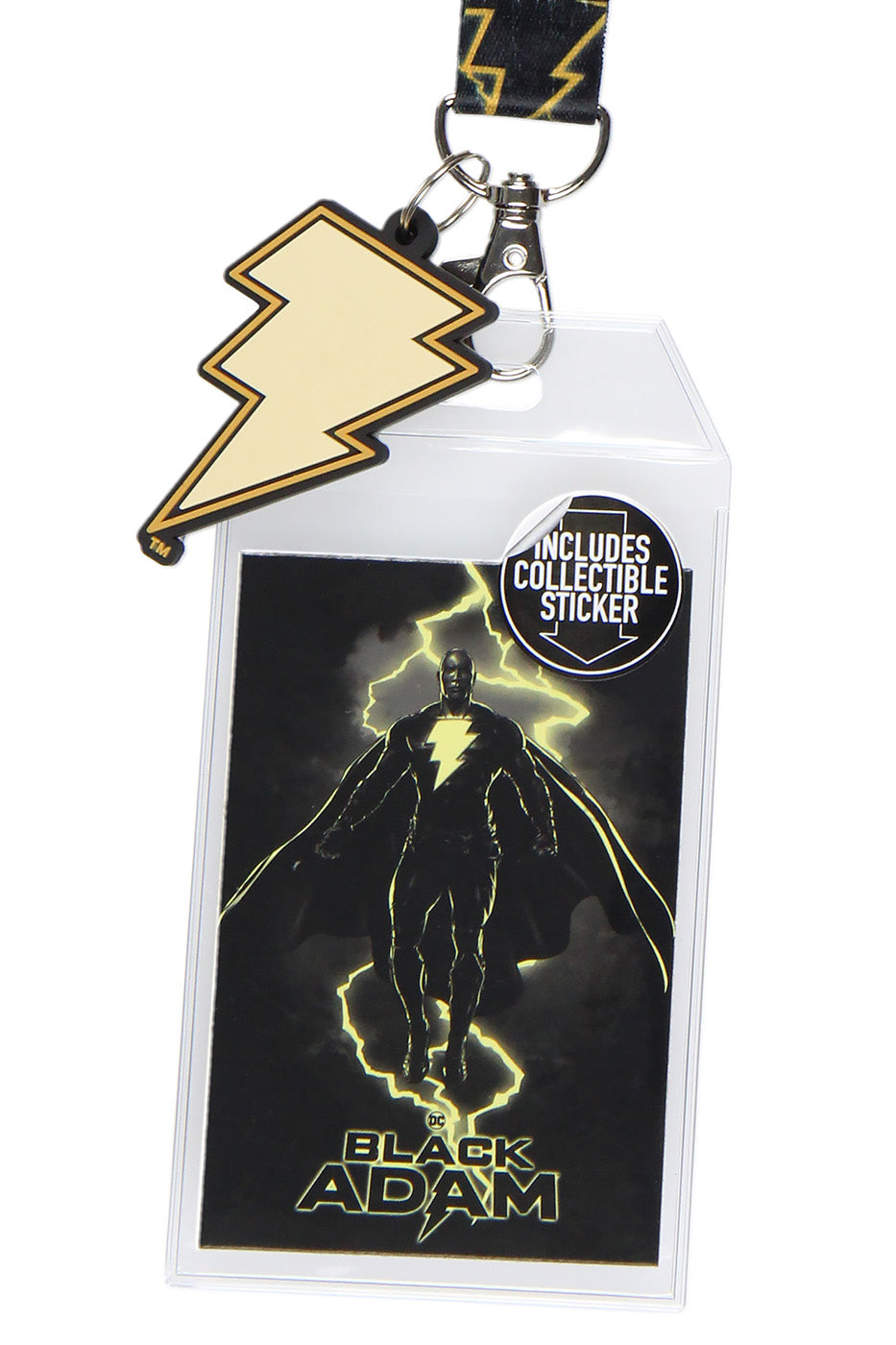 Black Adam Movie Reversible ID Lanyard Badge Holder With Lightning Charm