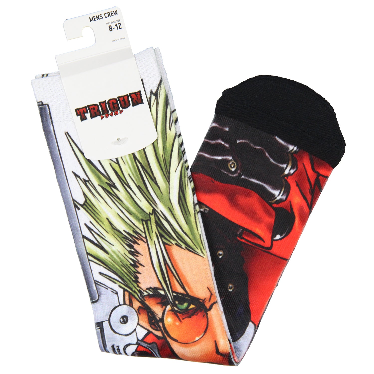 Trigun Anime Men's Vash The Stampede Sublimated Adult Crew Socks 1 Pair