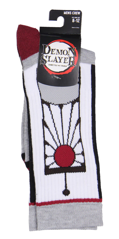 Demon Slayer Men's Tanjiro Kamado Hanafuda Earring Design Athletic Crew Socks