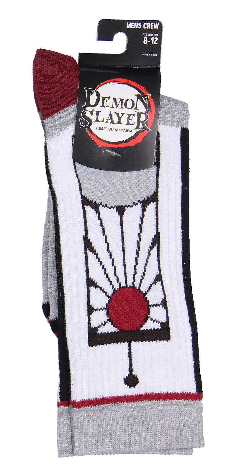 Demon Slayer Men's Tanjiro Kamado Hanafuda Earring Design Athletic Crew Socks