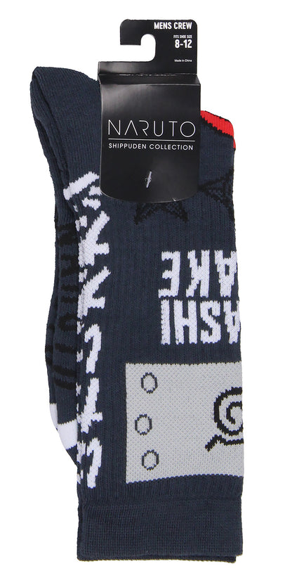 Naruto Shippuden Kakashi Hatake Hidden Leaf Village Logo Athletic Crew Socks
