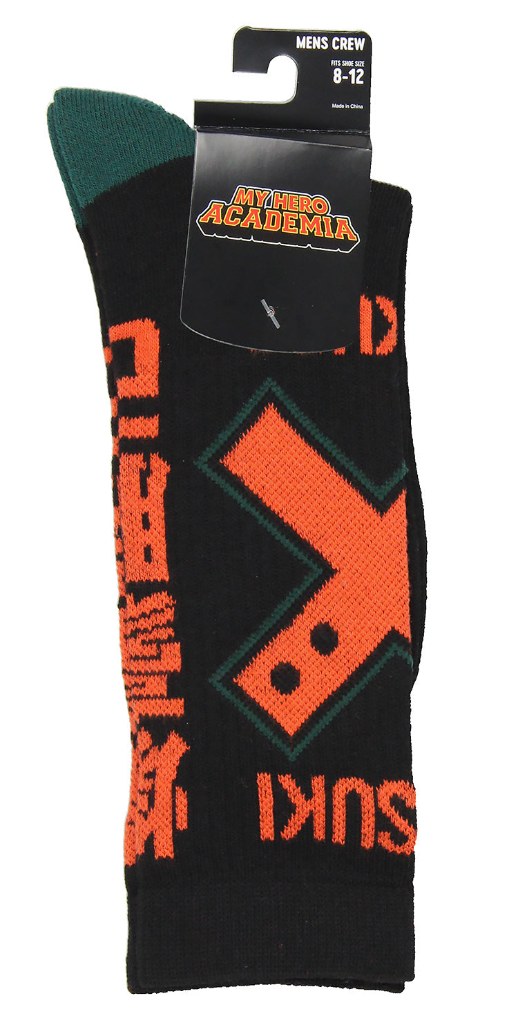 My Hero Academia Men's Katsuki Bakugo Mid-Calf Athletic Crew Socks