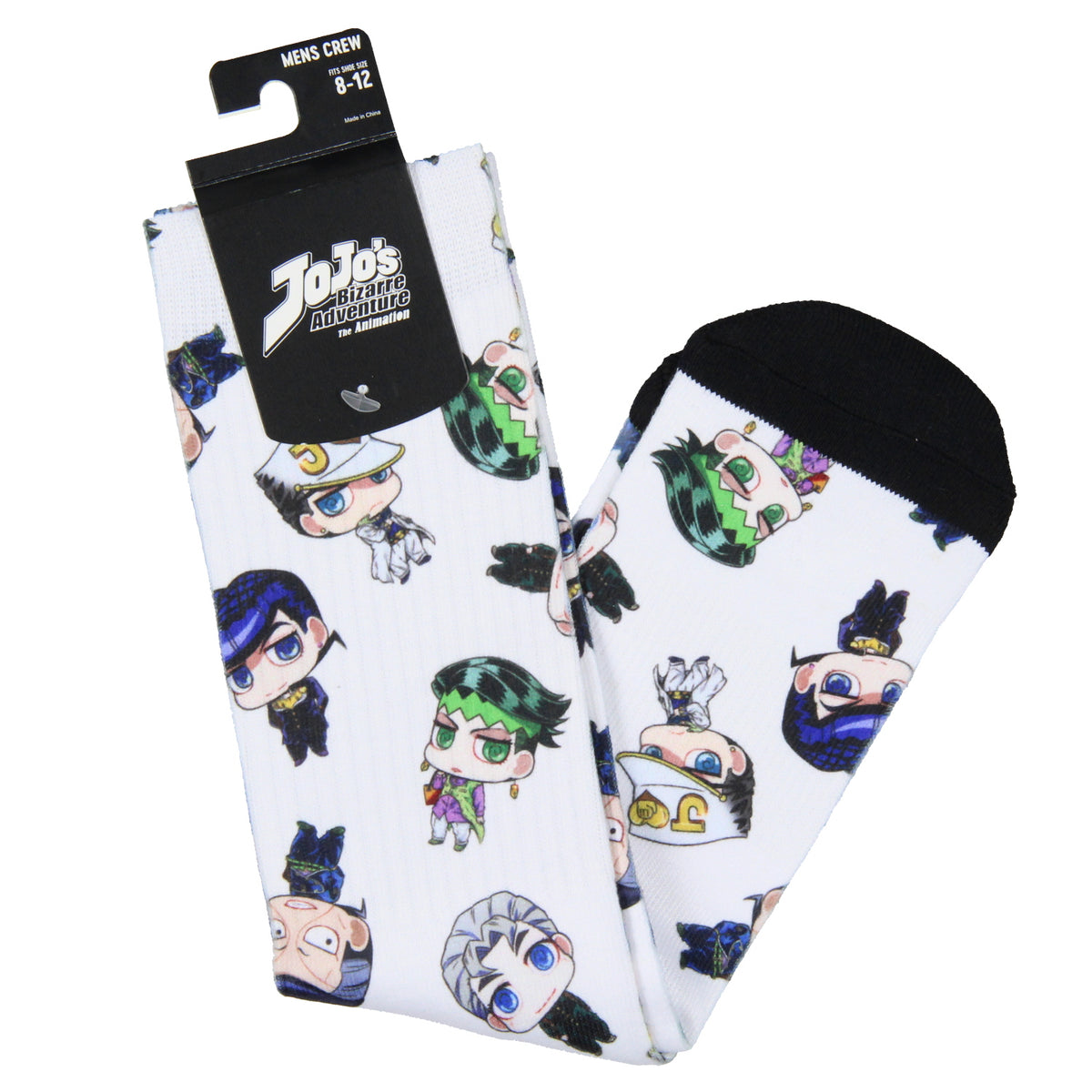 Jojo's Bizarre Adventure Mens' Chibi Character Anime Manga Sublimated Crew Socks