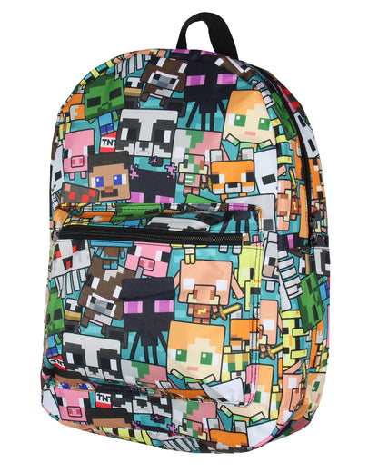 Minecraft Backpack Multi Character Chibi Video Game School Travel Laptop Backpack 17"