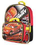 Disney Cars Lightning McQueen 16" Backpack and Lunch Box Set For School Travel