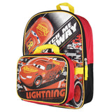 Disney Cars Lightning McQueen 16" Backpack and Lunch Box Set For School Travel