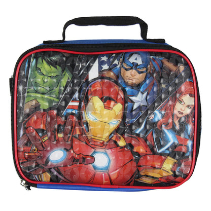 Marvel Avengers 5 Pc Kids Backpack Set Lunch Box Key Chain Pencil Case Carabiner 16"