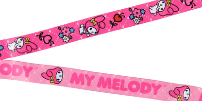 Sanrio My Melody ID Badge Holder Lanyard w/ 2" Character Head Rubber Pendant