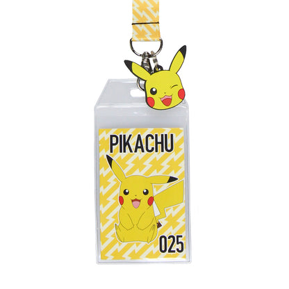 Pokemon Pikachu 025 ID Badge Holder Rubber Charm 2-Sided Breakaway Lanyard