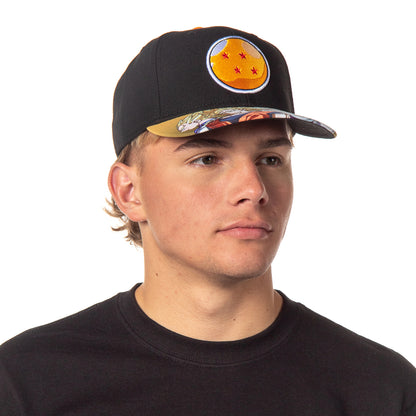 Dragon Ball Z Anime 4 Star Dragon Ball Halftone Goku Gohan Precurve Snapback Hat