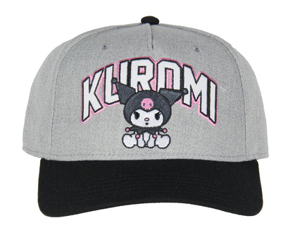 Sanrio Adult Kuromi Embroidered Precurve Snapback Cap Hat OSFM