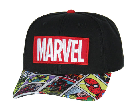 Marvel Mens' Comic Scenes Halftone Precurve Snapback Cap Hat OSFM