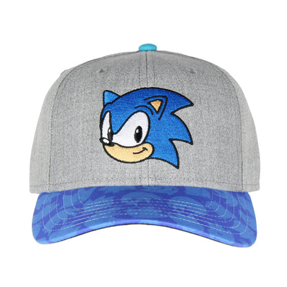 Sonic The Hedgehog Embroidered Face Pre-Curved Bill Adjustable Snapback Hat Cap
