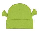 Shrek Costume Beanie Green Ogre Character Face Cuff Knit Beanie Hat w/ 3D Ears