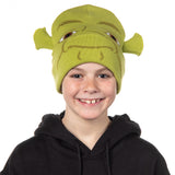 Shrek Costume Beanie Green Ogre Character Face Cuff Knit Beanie Hat w/ 3D Ears