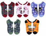 Hello Kitty X Naruto Character Mash-Up Ankle No-Show Socks 5 Pair Pack