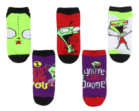 Nickelodeon Invader Zim Adult Character Face And Sayings Mix And Match Ankle Socks