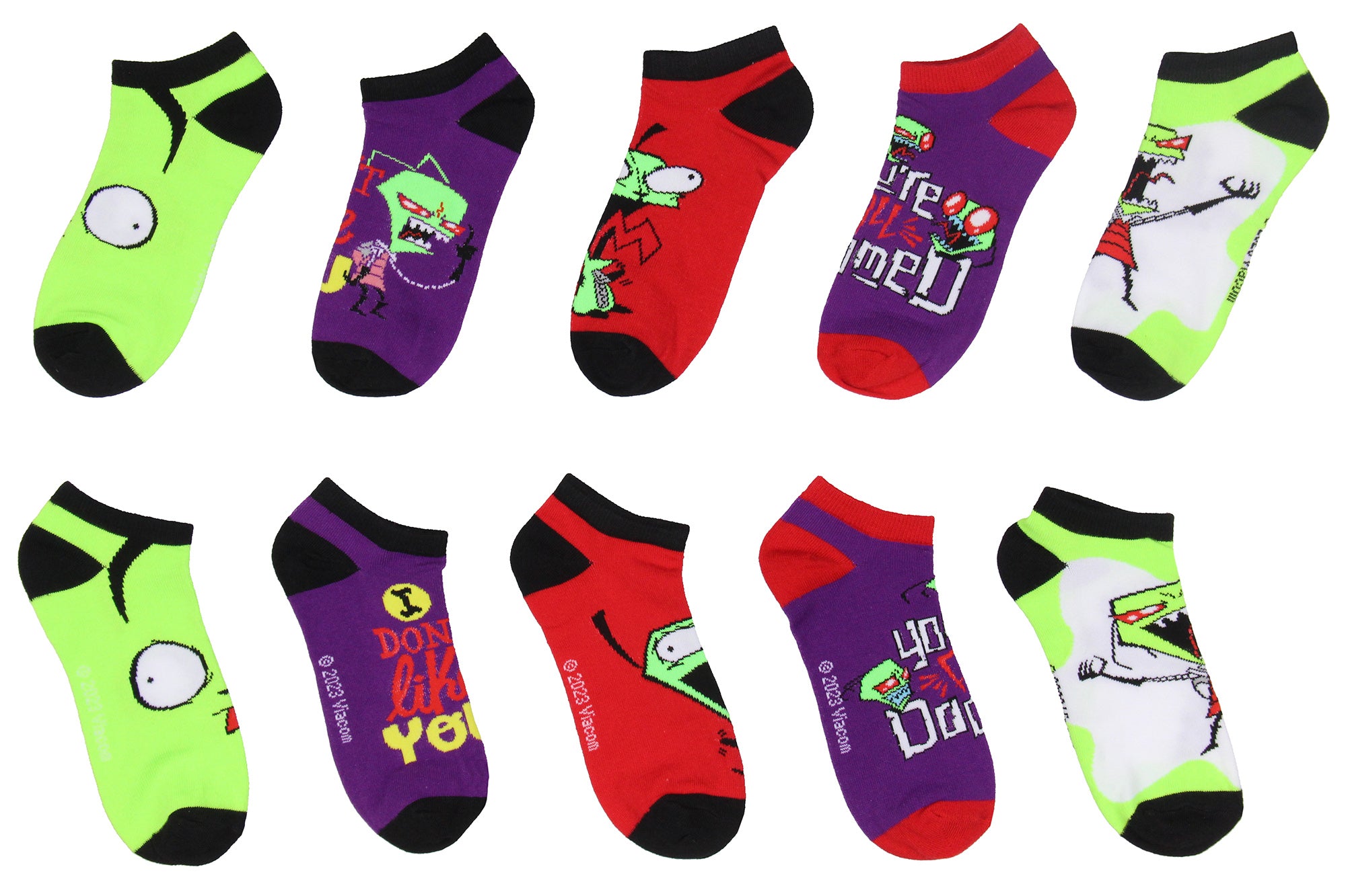 Invader Zim Adult Character Face And Sayings Mix And Match Ankle Socks