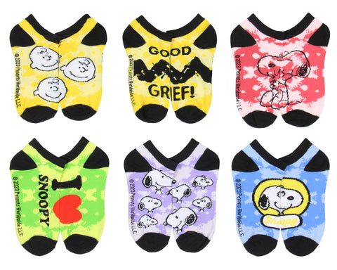 Peanuts Kids Charlie Brown Snoopy And Woodstock Youth Low Cut Ankle Socks 6 Pack