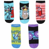 Rick and Morty Men's Mix and Match Ankle No-Show Socks 5 Pair Pack