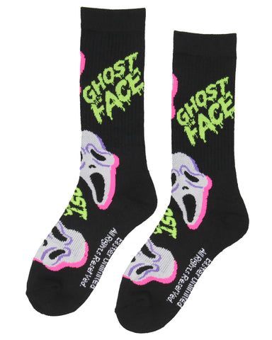 Ghostface Scream Movie Film Neon Paint Character Halloween Crew Socks Size 8-12