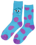 Disney Monsters Inc. Adult Sulley Fuzzy Spots Crew Socks For Men And Women