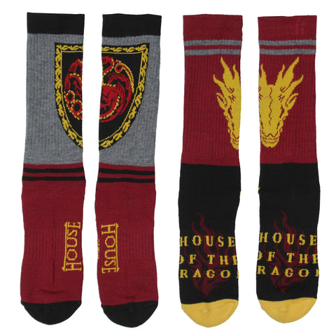 Game Of Throne: House Of The Dragon Targaryen Athletic Mid-Calf Socks 2 Pairs