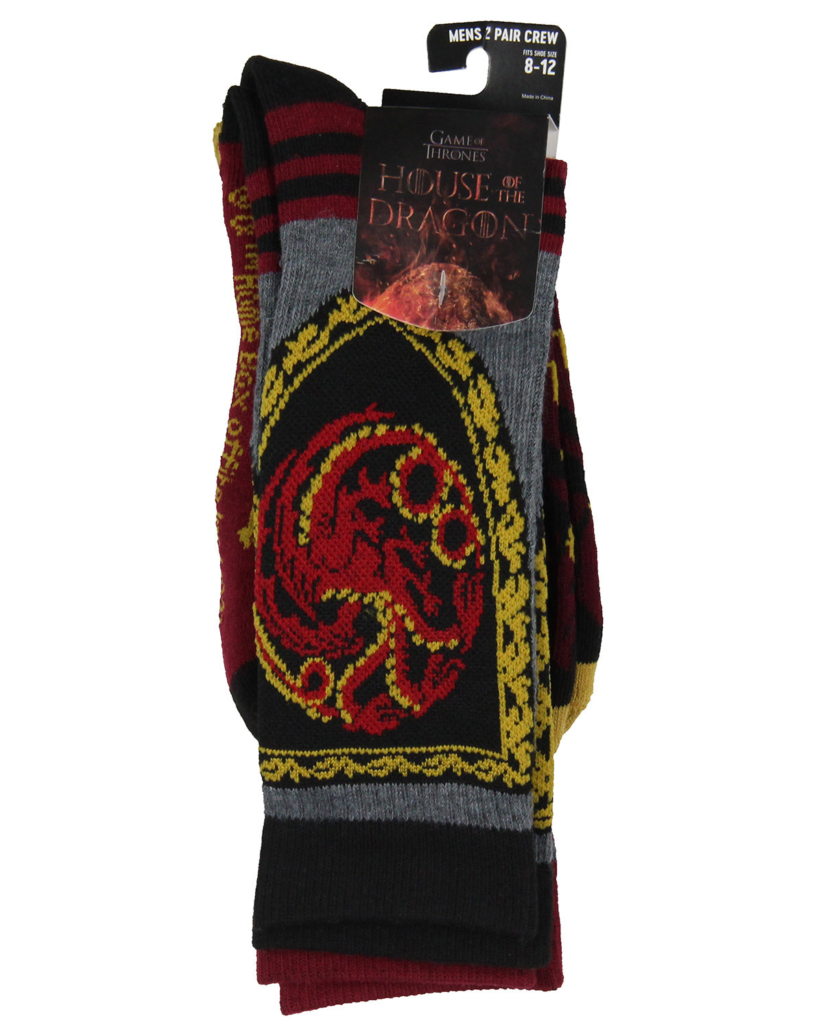 Game Of Throne: House Of The Dragon Targaryen Athletic Mid-Calf Socks 2 Pairs