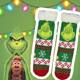 Dr Seuss GRINCH Adult Fair Isle Sweater Knit Slipper Socks For Men and Women