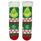 Dr Seuss GRINCH Adult Fair Isle Sweater Knit Slipper Socks For Men and Women