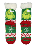 Dr Seuss GRINCH Adult Fair Isle Sweater Knit Slipper Socks For Men and Women
